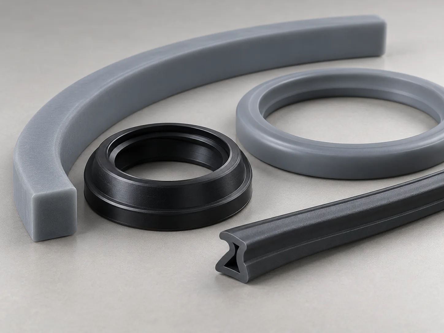 Illustrative 3D render of precision molded silicone seals and gaskets