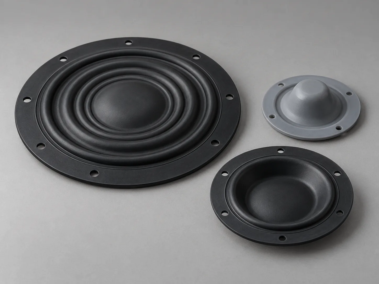Illustrative 3D render of silicone rubber diaphragms and flexible membranes
