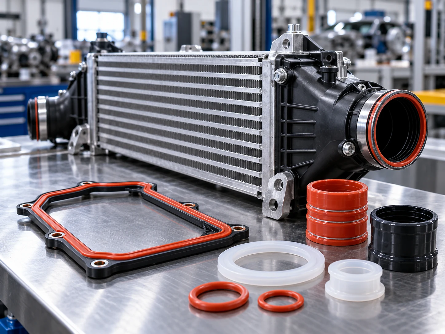 Automotive intercooler silicone gasket and sealing components