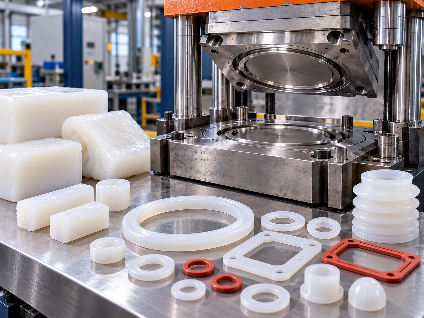 HCR silicone molding workshop with custom molded silicone parts